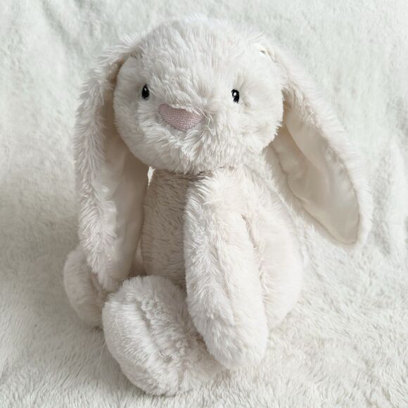 Spark Create Imagine White Bunny Rabbit 14” Plush Stuffed Animal Toy Satin - Picture 1 of 5